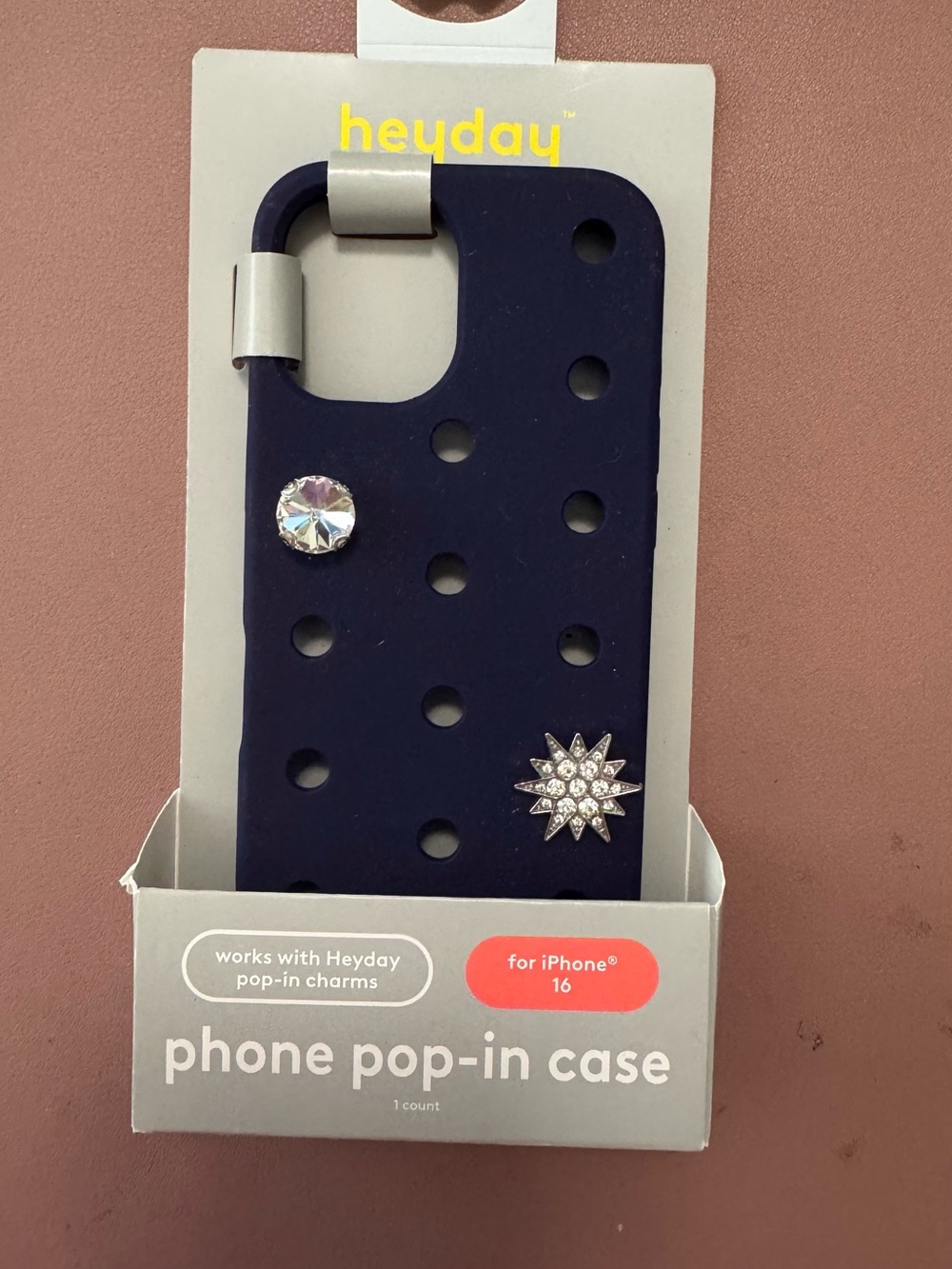 heyday Navy Phone Pop-In Case with Charm Holes for iPhone 16